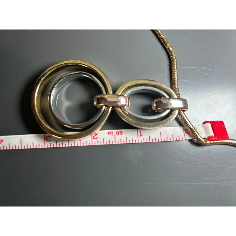 Alfani Two-Tone‎ Gold and Silver Open Hoop Link Pendant 32